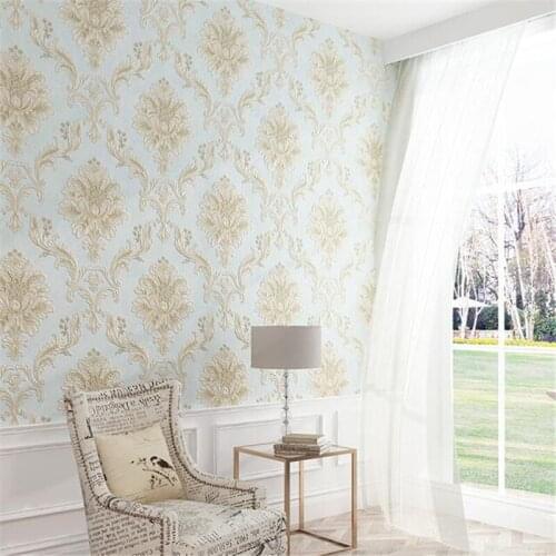 Wellyu Non-woven wallpaper European Damascus 3d bedroom TV background wall paper papel de parede para quarto