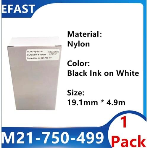 1Pack M21 750 499 Nylon Label Ribbon Black On white For For BMP-21 PLUS BMP21 LAB Printer M21-750-499 19.1mm * 4.9m