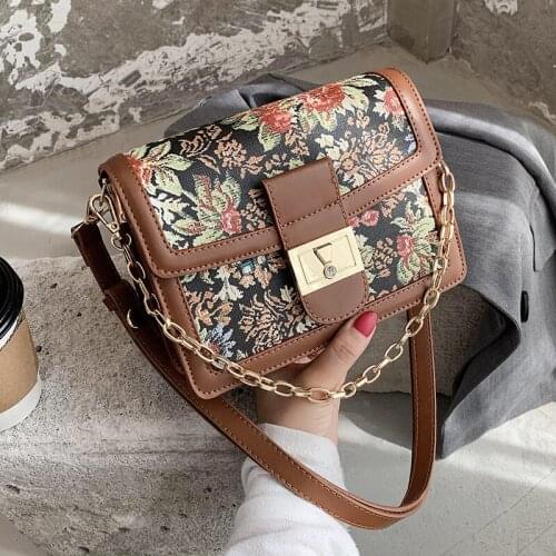 NEW Unique Bag French Design Retro Printed Square Bag Chain Underarm Bag Handbag & Elegant Shoulder Bag Messenger Bag