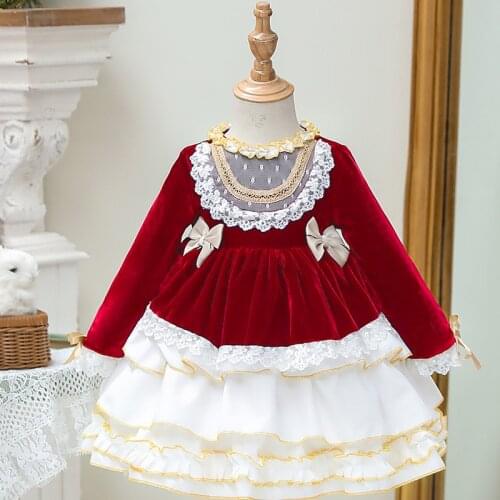 New Kids Clothes Girls Ball Gown Lolita Dress Teens Evening Prom Dresses Velvet Birthday Party Princess Dress Vestidos 12M-14Y
