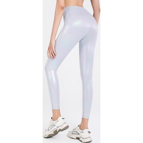 New elastic pearl shiny surface yoga pants tight-fitting hip-lifting breathable sports fitness pants women