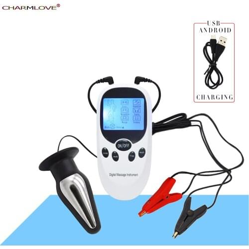 New Fun Electric Shock Anal Butt-Plug DIY Massage Shock Nipple Clips Passion Clitoris Clamps Medical Themed Sex Toys for Womans