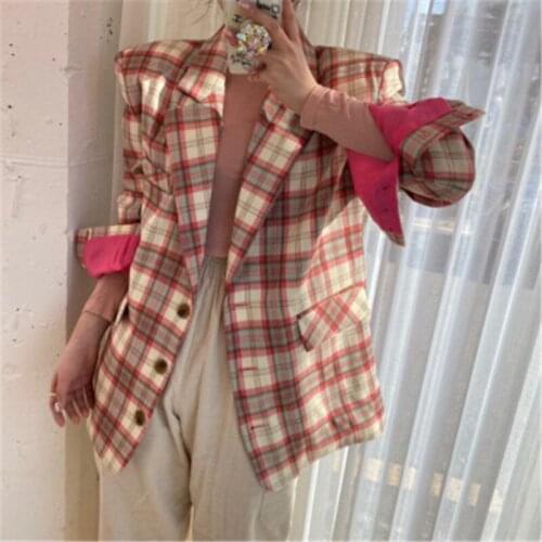 2020 New Arrivals Chic Fashion Elegant Simpe All-match Sweet Suit Elegant Fashion Plaid Cardigan for Ladies Hot Autumn New Suits