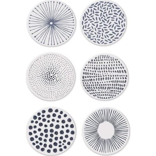 New Ceramic Stone with Cork Backing Non-Slip Heat Insulation Table Mat Absorbent Coasters for Drinks Set of 6