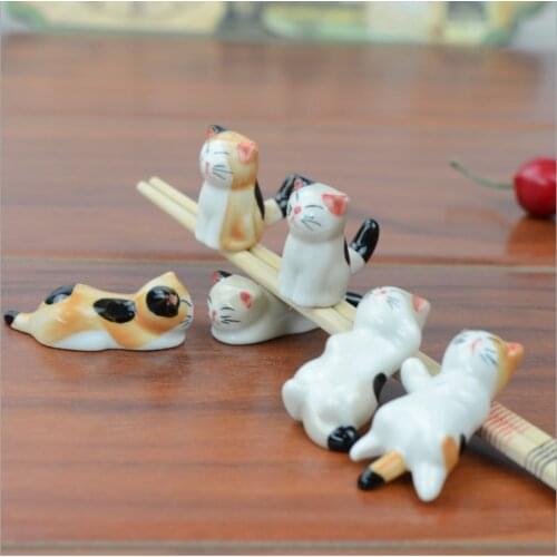 6pcs/Set Cat Chopsticks Forks Holder Chopsticks Holder Spoon Holder Chopsticks Pillow Chopstick Rest Home Decoration