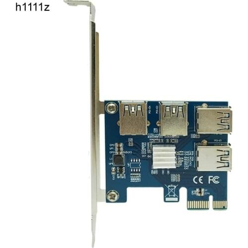 PCI-E 1X to 4 PCI-E 16X Slots Riser Card External Adapter PCI-E 1 to 4 Port Card Multiplier Riser Card for Bitcoin Miner Machine