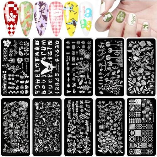 Flower Stamping Plates Gemetory Summer Theme Nail Stamping Template Leave DIY Image Printing Plates Stencils Tool