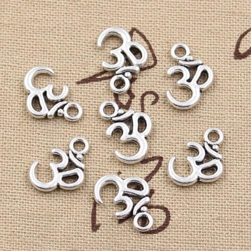 40pcs Charms Yoga OM 15x10mm Handmade Craft Pendant Making fit,Vintage Tibetan Bronze Silver color,DIY For Bracelet Necklace