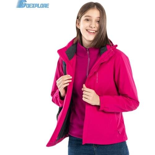 Goexplore Hiking Jacket Women winter outdoors sport waterproof fishing Camping women hunting clothes jacket 3 in 1 windbreaker