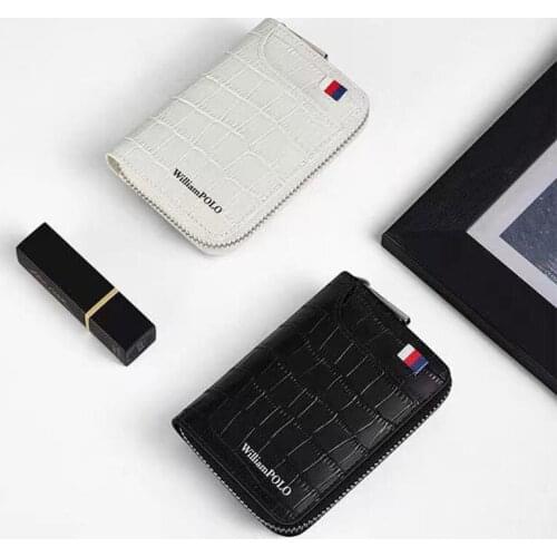 Mens portable mini card bag fashion cow leather card holder multi function coin pocket Ladies Purse Clip