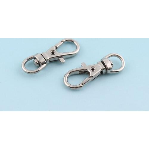 Mini Swivel Clasp 20pcs 30mm Nickle plated Lanyard clasp Metal Lobster Clasp key chains Snap Hook Large Purse leash clasp