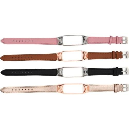 Suitable for millet 4 bracelet strap leather for millet Bracelet 3 strap leather with metal frame strap For Xiaomi wrristband