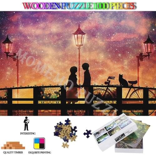 Romantic Love Puzzle 1000 Pieces Wooden Jigsaw Puzzles for Lovers 1000 Pieces DIY Assembly Puzzle Toy Adult Wooden Jigsaw Puzzle