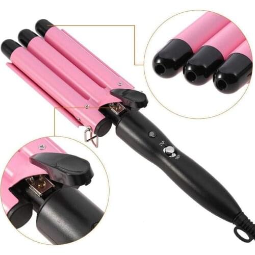 25mm Professional 3 Tubes Hair Curling Iron Ceramic Triple Barrel Crimper Wave Water Ripple Rolls Electric Hair Curler Tools