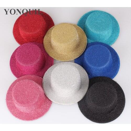 13Cm Glitter Fascinator Base Sequin Mini Hats Wedding Hats DIY Hair Accessories Millinery Material Multicolor Choose 50Pcs/Lot