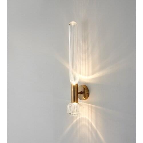 Modern Glass Living room Wall lamp Bedroom Restaurant Wall light 2 LED Bulb Gold Metal Warm light Loft Decoration ZM1113