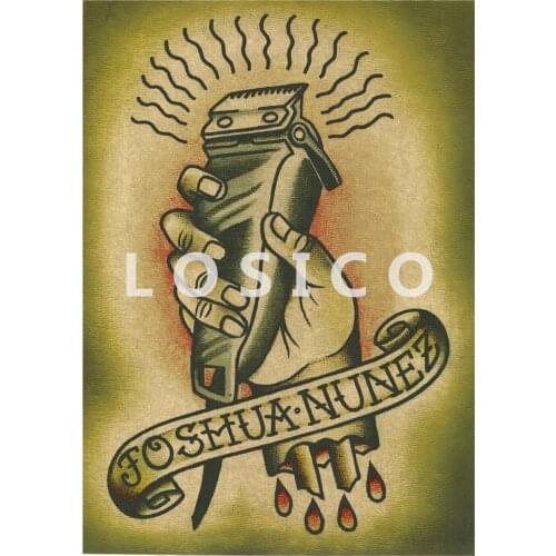 Vintage Hairdresser Tattoos Patterned Posters Kraft paper Interior Painting Restoring Wall Sticker Barber shop Home Decoration A