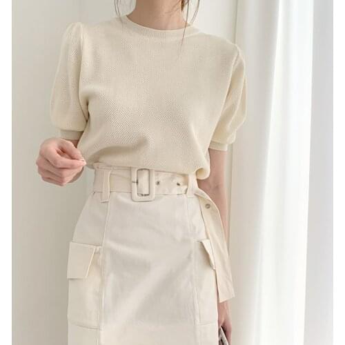 Alien Kitty Women T-Shirt 2021 Female O-Neck Tees Fashion Knit Pullovers Short Sleeves Basewear All-Match Office Lady Tops