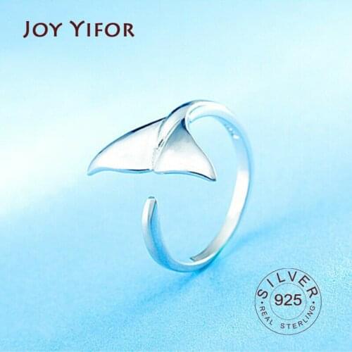 Real 925 Sterling Silver Fish Tail Zircon Ring For Fashion Women Party Cute Fine Jewelry Accessories Birthday Gift
