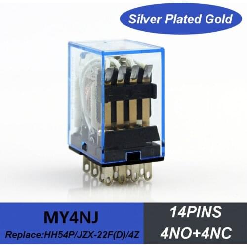 1pcs miniature electromagnetic relay 220v green color led HH54P RELAY MY4NJ 14pins 4NO+4NC mini relay