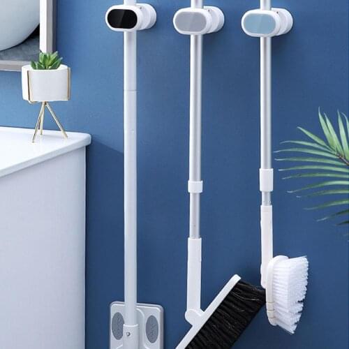 1Pc Wall Mounted Non Slip Mop Organizer Holder Household Adhesive Storage Mop Hook Racks Bathroom Brush Broom Buckle Rack