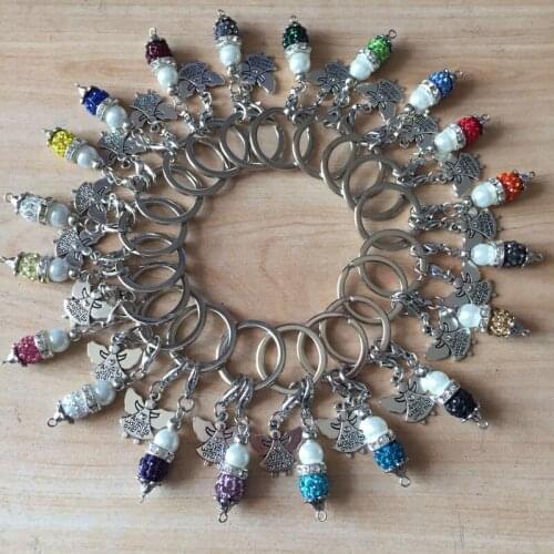 10Pieces Hot Selling Colorful Key Chain Bag Accessories Angel Charm With Clay Disco Ball Beads Car Keychain Handbag Key Ring