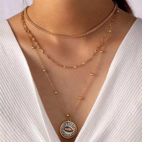 2022 Ins Gold Chain Hip-hop Rock Eyes Choker Pendant Necklaces Vintage Trendy Korean Fashion Party Jewelry