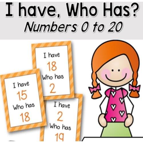 21Pcs /set I have... Who has.. English Digital Number Flash Cards Pocket Card Kids Game Learning Educational Toys