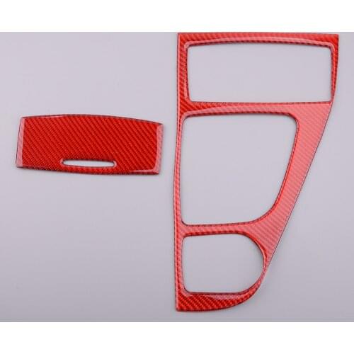 Car Console Gear Shift Box Panel Ashtray Cover Trim Red Carbon Fiber Fit For Infiniti Q50 Q60 2015 2016 2017 2018 2019 2020