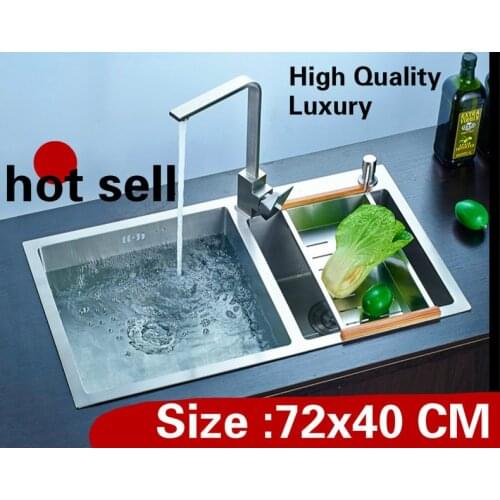 Free shipping Apartment kitchen manual sink double groove multifunction do the dishes 304 stainless steel hot sell 72x40 CM