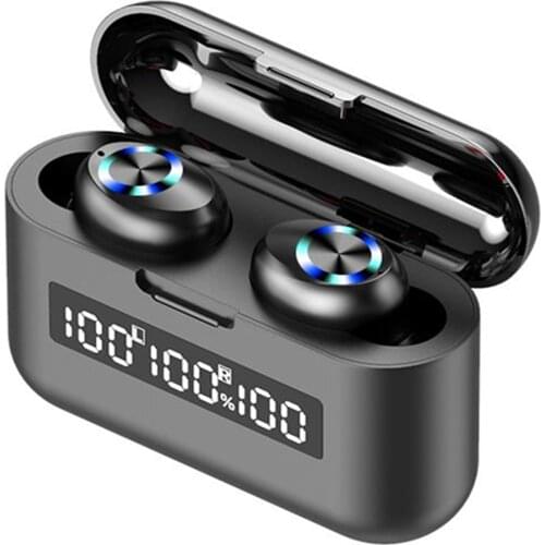 X35 Bluetooth 5.0 Cordless Earphones Sweatproof Sports Headset with Power-Bank Function Auto Pairing Noise Cancelling Headphone