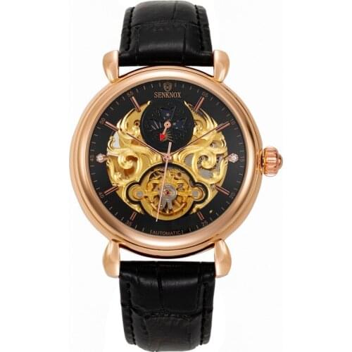 Automatic Mechanical Watches Mens Tourbillon Clock Leather Top Brand Business Wristwatch Fashion Mans Gifts Clock Montre Homme