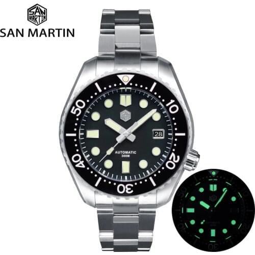 San Martin MM300 Diver Watch NH35 Men Automatic Watch Sapphire Ceramic Bezel Date C3 Luminous Mechanical Luxury Watch