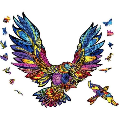 3D Wooden Puzzle For Adults and Kids,Animals Shape Puzzle,Gift Puzzle,Eagle, Hawk Shape Colorful Wooden Puzzles,Wooden Jigsaw