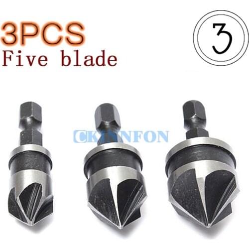 DHL 100Set 3pcs/set Hex Countersink Boring Set for Wood Metal Quick Change Drill Bit Tools