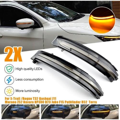 Dynamic Blinker For Nissan X-Trail T32 Qashqai J11 Murano Z52 Navara NP300 Pathfinder Juke LED turn signal lights Mirror