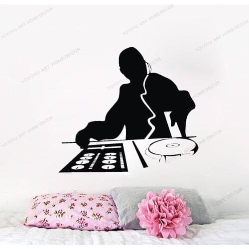 Dj Mixing Wall Party Dance Decal Interior Art Sticker Kids Bedroom Room Mural Design yw-574