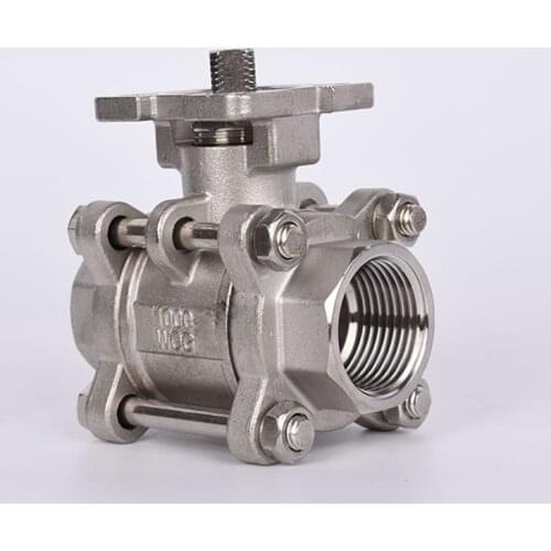DN40 DN50 DN65 3PC Stainless Steel SS304 Ball Valve with Platform Female Thread Heavy Duty