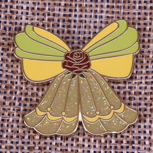 Rose bow enamel pin cute glitter brooches flower ladies badge bow tie collar pin elegant women jewelry fashion suits coat access