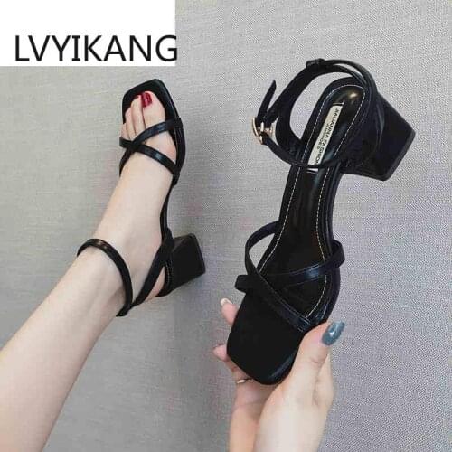 HOT Ankle Strap Women Sandals Shoes Block Heels Womenparty Sandalias Sexy Classic Ladies High Heels Summer Sandals Gladiator