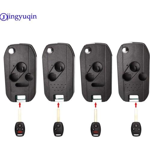 Jingyuqin 2/3/4 Modified Folding Car Key Case Remote For Honda Cr-V Civic Insight Ridgeline 2003 2008 2009 Fob Shell