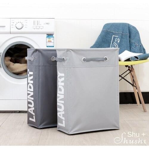 Dirty Clothes Storage Box Mesh Drawstring Belt Leather Foot Oxford Cloth Dirty Clothes Basket Small Foldable Dirty Clothes Lou