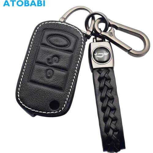 Leather Car Key Case 3 Buttons Folding Remote Control Fobs Protector Cover Skin For Land Rover Range Rover Sport LR3 Discovery 3