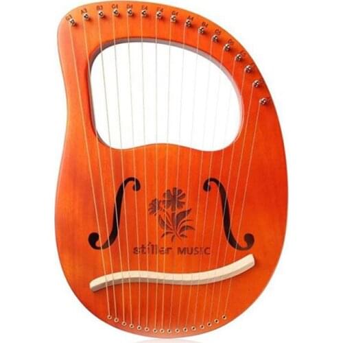 Lyre Harp,16 String Mahogany Lyre Instrument,Begonia Flower Pattern Harp,with Tuning Wrench, for Music Lovers Beginners