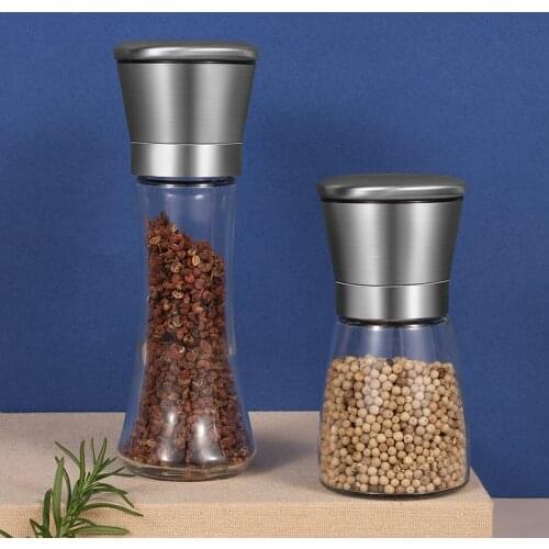 Stainless steel salt and pepper mill manual food vanilla mill spice jar kitchen gadget spice bottle glass coffee grinder