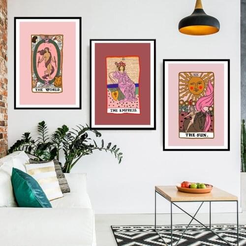 Nordic Abstract The Stars Tarot Wall Art Pictures Canvas Painting Sun Empress Priestess Posters Prints Living Room Home Decor