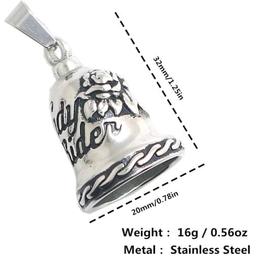 316L Stainless Steel Cool Lady Rider Rose Flower Have Sound Ring Bell Pendant For Gift