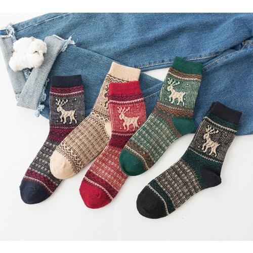 5Pairs/Lot ZTOET New Women Winter Socks Warm Wool High Quality Cotton Casual Pattern socks