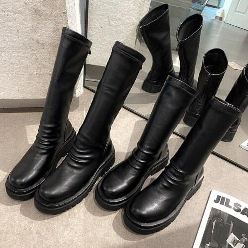 New style Genuine leather Ankle boots Female boots Womens boots 5.5cm with lower black cowhide Womens shoes 33-43