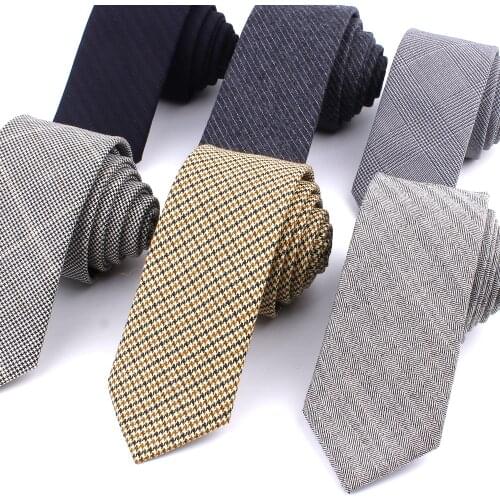 New Wool Ties For Men High Quality Brand Narrow Woolen Neck Tie Plaid 5cm Mens Necktie For Wedding Slim Groom Neckties Cravats